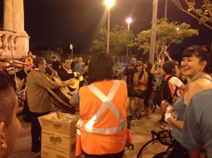 Riders and locals alike enjoy the cultural flavor at Mariachi Plaza in Boyle Heights