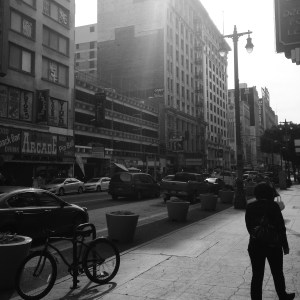 Broadway south of 7th Street.  You can see where part of the traffic lanes have been taken away for pedestrian zones.