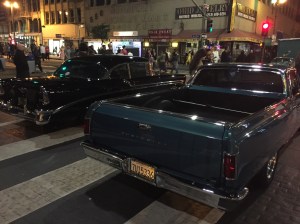 Classic car show at Night on Broadway