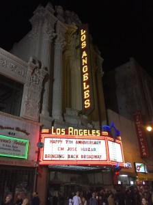 The marquee at the Historic Los Angeles Theater