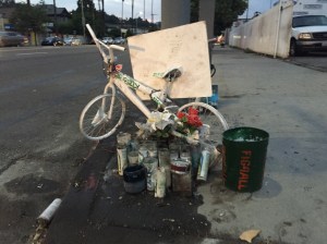 Jose Luna's Ghost Bike memorial near Figueroa and Pasadena.